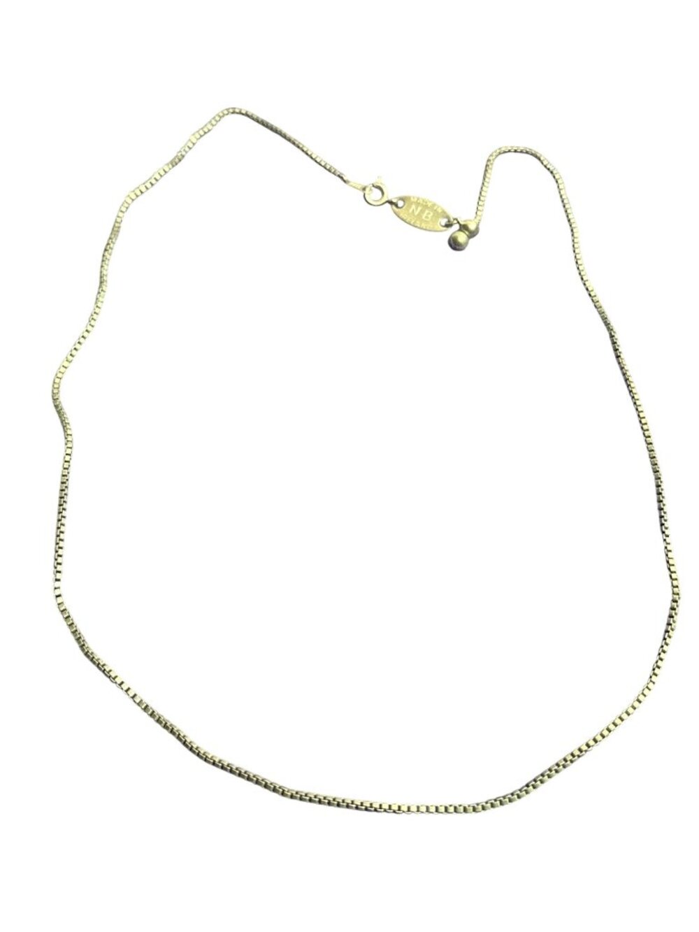 Vintage NB Made in Ireland Silvertone Box Chain Necklace 20 inches Long